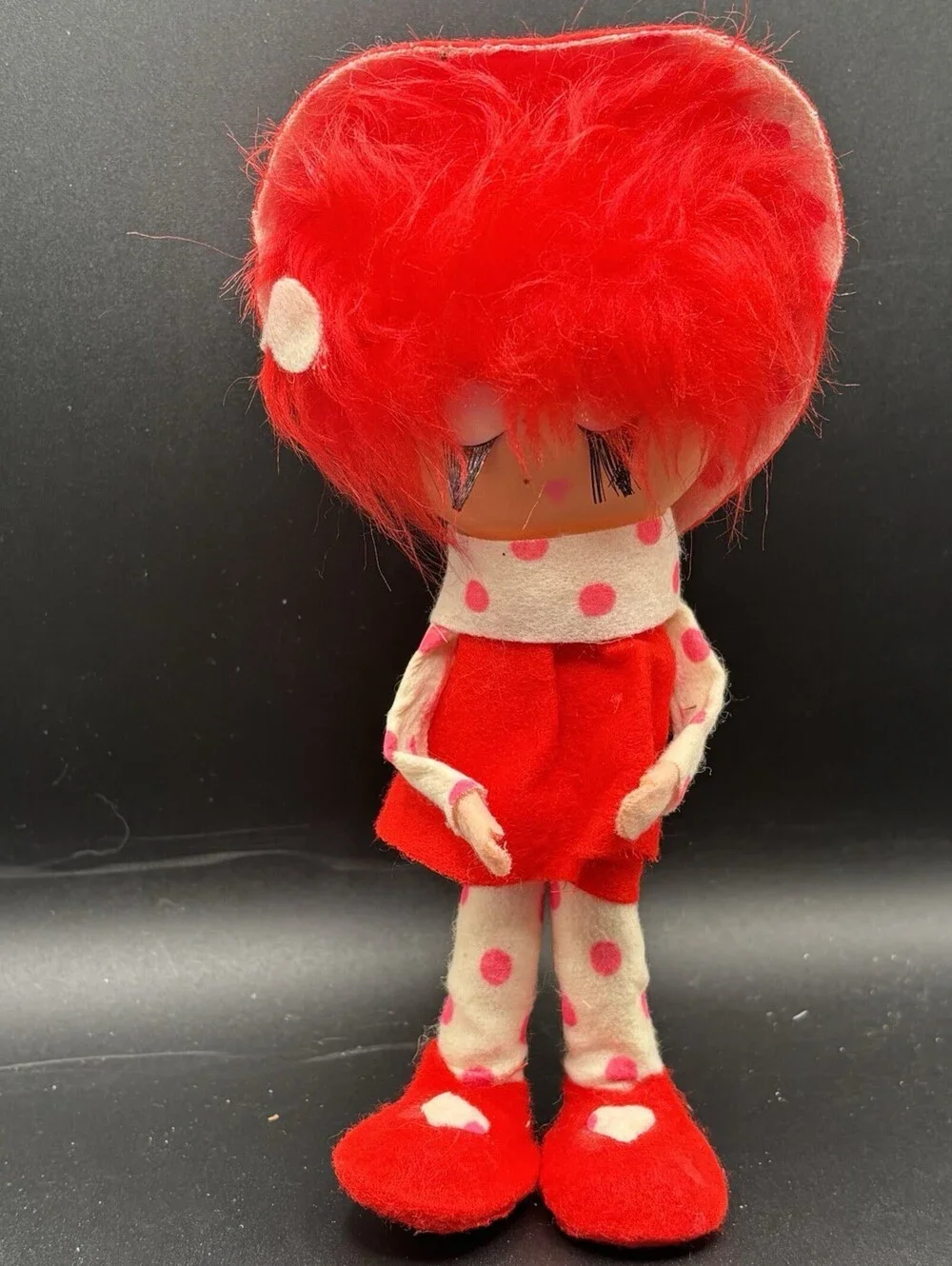 Vtg Retro Mod 60's 70's JAPAN Poseable Big Head Felt Outfit Love Doll SWEET